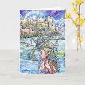 Carte Regarder l'Imaginaire Mermaid Art (Fleur jaune)