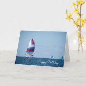 Carte régate de voilier d'anniversaire sur le lac Michig (Fleur jaune)