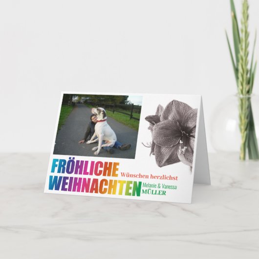 Carte Regenbogenfarben Fröhliche Weihnachten (Devant)