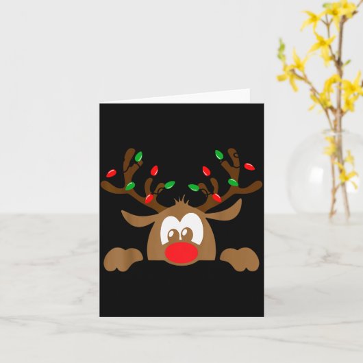 Carte Reindeer Face Matching Family Christmas Deer Girl (Fleur jaune)