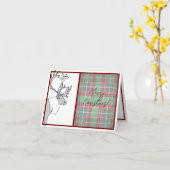 Carte Reindeer Joyeux Noël Plaid personnalisable (Fleur jaune)