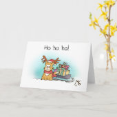 Carte Reindeer Kitty et Sleigh avec des présents Noël (Fleur jaune)