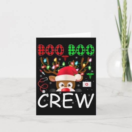 Carte Reindeer Nurse Christmas Scrub Tops Boo Crew Nurse (Devant)