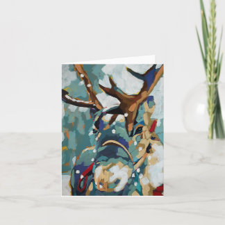 Carte Reindeer Original Painting Holiday Card