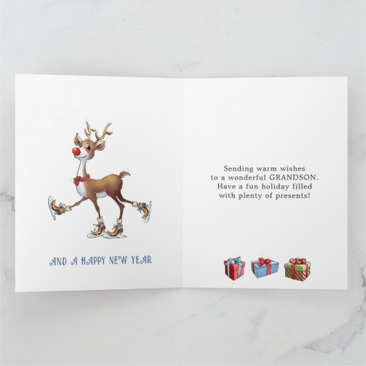 Carte Reindeer Rudolph Grandson Noël (Intérieur)