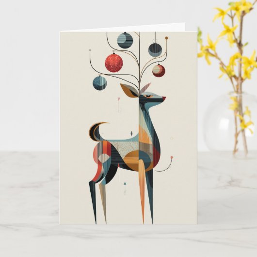 Carte Reindeer with ornaments on antlers (Fleur jaune)
