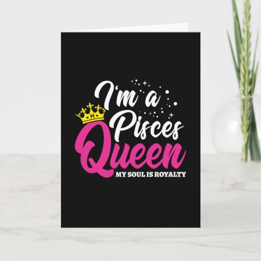 Carte Reine d'anniversaire Poissons Astrologie Février M (Devant)