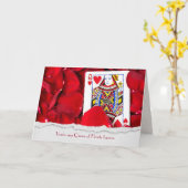 Carte Reine des Coeurs en pétales roses (Fleur jaune)