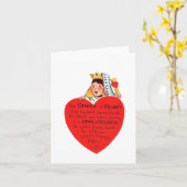 Carte Reine vintage des Coeurs Valentine (Fleur jaune)