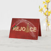 Carte Réjouissez-vous d'or de Noël avec Cardinal (Fleur jaune)