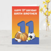 Carte Relation Personnalisée Birth Brother Boy 11e Anniv (Fleur jaune)