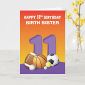 Carte Relation personnalisée Fille Soeur de naissance 11 (Fleur jaune)