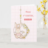 Carte Relation Personnaliser Cousin Premier Lapin de Pâq (Fleur jaune)