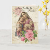 Carte Religieuse Bon rétablissement Vierge Marie Catholi (Fleur jaune)