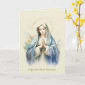 Carte religieuse d'anniversaire de la Vierge catho (Fleur jaune)