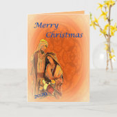 Carte religieuse de Noël 2020 avec message intérie (Fleur jaune)