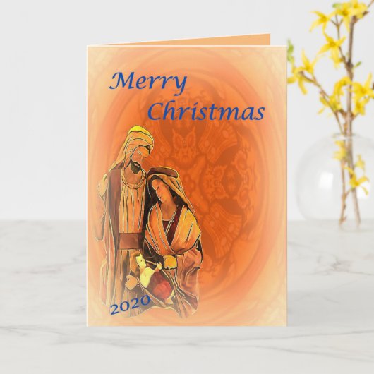 Carte religieuse de Noël 2020 avec message intérie (Fleur jaune)