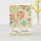 Carte religieuse de Noël de Baby Jesus (Fleur jaune)