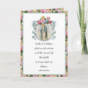  Carte religieuse Floral Roses Vintage Vierge Mari