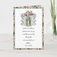Carte religieuse Floral Roses Vintage Vierge Marie