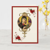 Carte Religieuse Mère Perpétuelle Aide Catholique Jésus  (Fleur jaune)