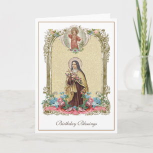 Carte Religieuse Sainte Thérèse Catholique Fleurale