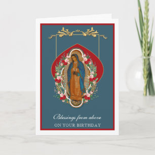 Carte Religieuse Vierge Marie Guadalupe Roses Espagnoles