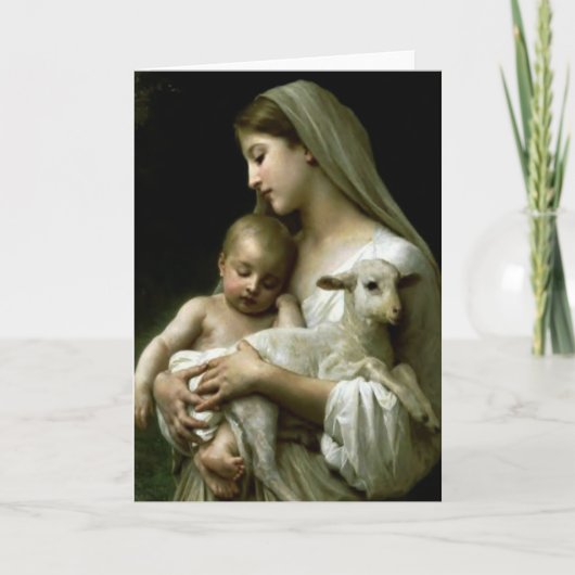 Carte Religieuse Vierge Marie Jésus Agneau (Devant)