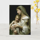 Carte Religieuse Vierge Marie Jésus Agneau (Fleur jaune)