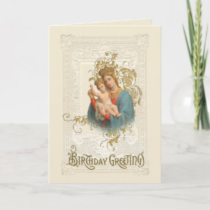 Carte Religieuse Vierge Marie Jésus Catholique Anniversa
