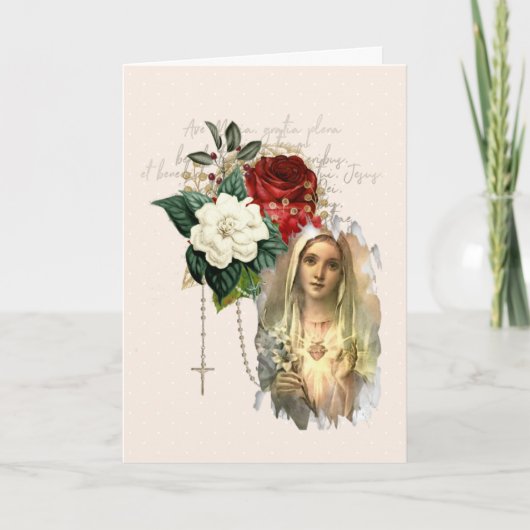 Carte religieuse Vintage Rose Vierge Marie (Devant)