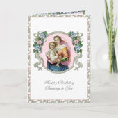 Carte religieuse Vintage Vierge Marie Jésus Fleurs (Devant)