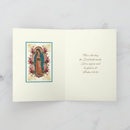 Carte Religieuses Roses Vierge Guadalupe Espagnol (Intérieur)