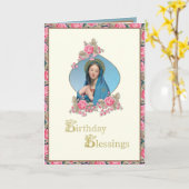 Carte Religieux Anniversaire Catholique Rose Vierge Mari (Fleur jaune)