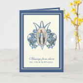 Carte Religieux Anniversaire Vierge Marie Floral (Fleur jaune)