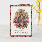 Carte Religieux Anniversaire Vierge Marie Guadalupe Rose (Fleur jaune)
