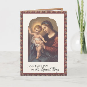 Carte Religieux Anniversaire Vierge Marie Jésus Rosaire