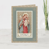 Carte Religieux Anniversaire Vierge Marie Jésus Vintage (Devant)
