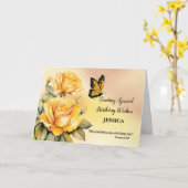 Carte Religieux Anniversaire Yellow Roses Monarque Papil (Fleur jaune)