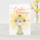 Carte Religieux Bénédiction de Pâques Croix de fleurs (Fleur jaune)