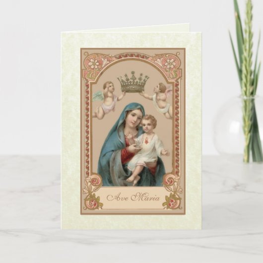 Carte Religieux Béni Mère Marie Bébé Jésus (Devant)