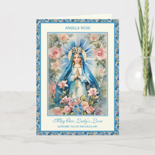 Carte Religieux Bienheureux Marie Prière Florale Rosaire