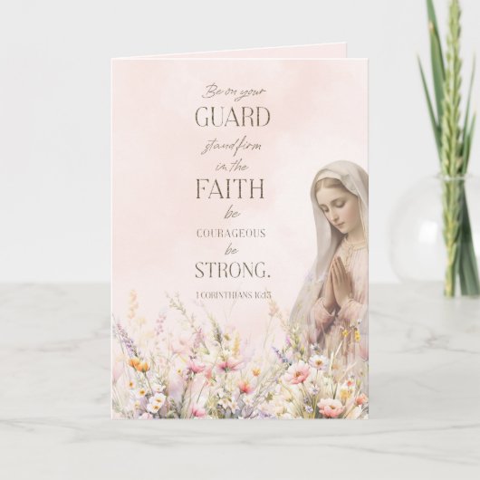 Carte Religieux Catholique Écriture Florale Marie (Devant)