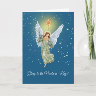 Carte Religieux chrétien Noël Angel étoile nuit