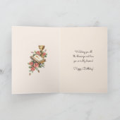 Carte Religieux Joyeux Anniversaire Chalice Bible Vintag (Intérieur)