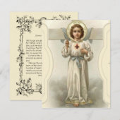 Carte Religieux Sacré Coeur de Jésus Écriture Prière (Devant / Derrière)