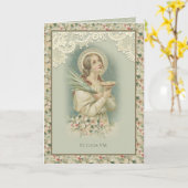 Carte Religieux St. Lucy Catholique Yeux de prière Vinta (Fleur jaune)