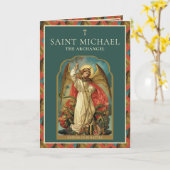 Carte Religieux St. Michael Archangel Prière Catholique (Fleur jaune)