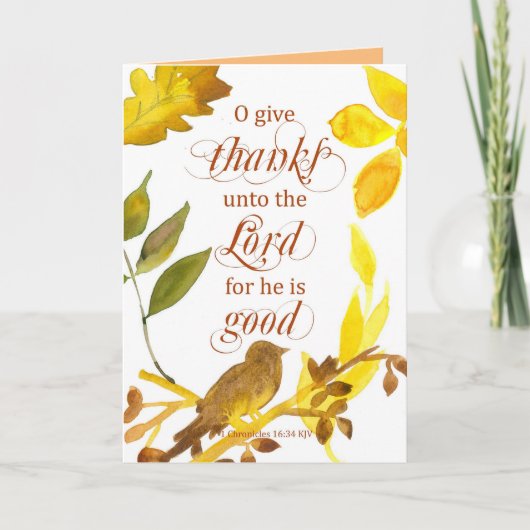 Carte Religieux Thanksgiving Bible Scripture Chroniques (Devant)