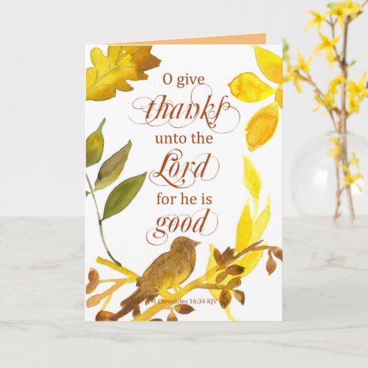 Carte Religieux Thanksgiving Bible Scripture Chroniques (Fleur jaune)